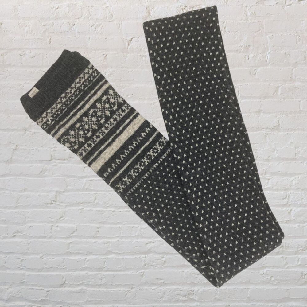American Eagle Fair Isle Nordic Scarf Charcoal Gray Lambswool Cashmere Blend